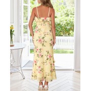 Summer Floral Wedding Guest Maxi Dress Women 2026 Vacation Formal Bodycon Spaghetti Strap Cocktail Party Long Dress