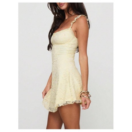 Women's Summer Mini Dress Floral Lace Sleeveless Vacation Cute A Line Dresses
