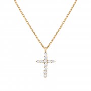 14K Gold Plated Cubic Zirconia Cross Necklace for Women | Cross Faith Pendant Necklaces