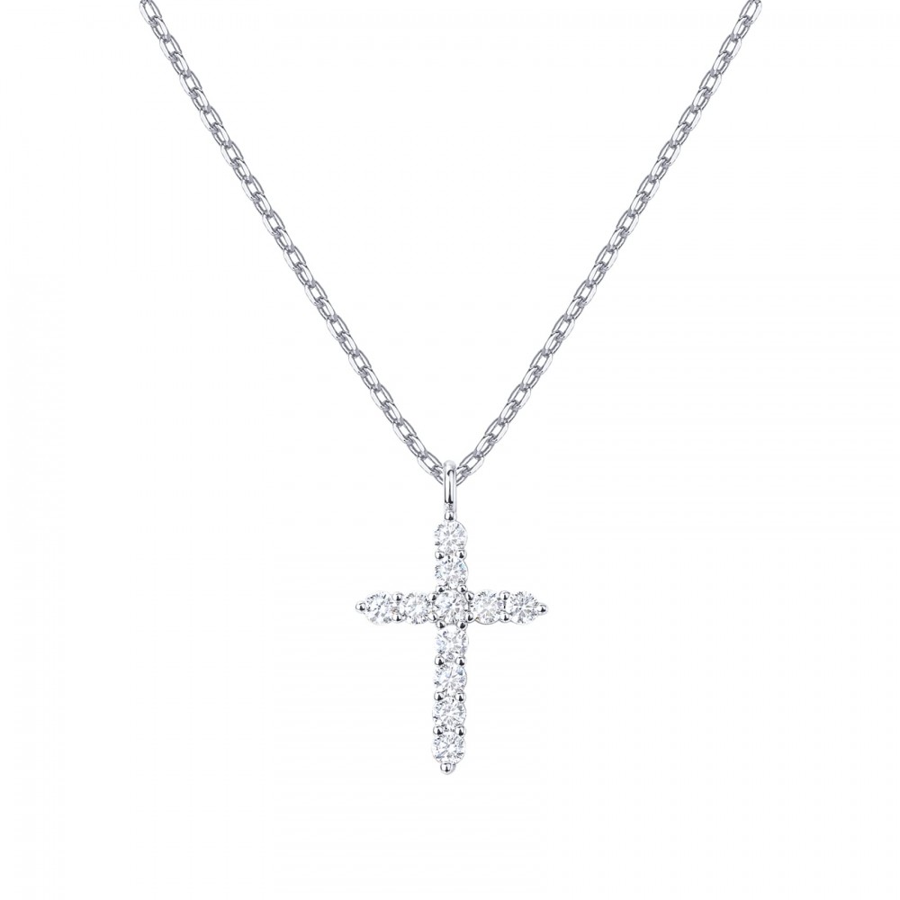 14K Gold Plated Cubic Zirconia Cross Necklace for Women | Cross Faith Pendant Necklaces