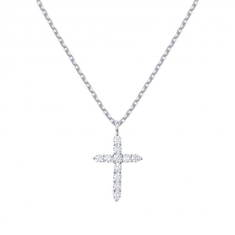 14K Gold Plated Cubic Zirconia Cross Necklace for Women | Cross Faith Pendant Necklaces