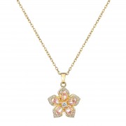 Necklace for Women Gold Flower Fidget Necklace Rotatable Crystal Silver Blossom Pendant Necklaces Adjustable Spinning Fidget Necklaces Redbud Flower Choker Funny Gift Jewelry