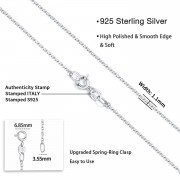 925 Sterling Silver Chain Necklace Chain for Women 1.1mm Cable Chains Necklace Upgraded Spring-Ring Clasp
