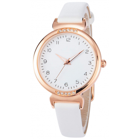 Women's Silicone Sports Watch - Crystal Accented Leather Strap Analog Display