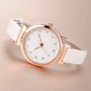 Women's Silicone Sports Watch - Crystal Accented Leather Strap Analog Display
