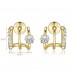 14K Gold Plated Illusion Stud Earrings for Women | Triple Huggie Hoop Earrings for One Hole| Trendy Simple Hypoallergenic Fashion Accessories Gold Jewelry Gifts for Womens