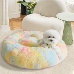 Dradient Coloful Donut Round Calming Dog Cat Bed 