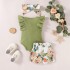 Baby Girl Clothes Infant Summer Outfits Set Ruffle Sleeve Romper Floral Pants 3PCS Bodysuit +Shorts +Headband