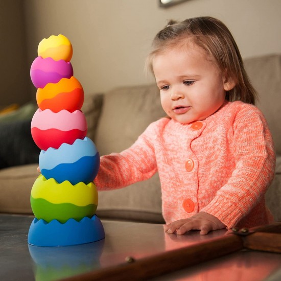 Stacking Balls Soft Toys for Babies 6 12 18 Months 1 Year Old Girls Boys - Toddlers Sensory Educational Montessori Baby Blocks - Infant Newborn Developmental Teething Learning Stacker Cups